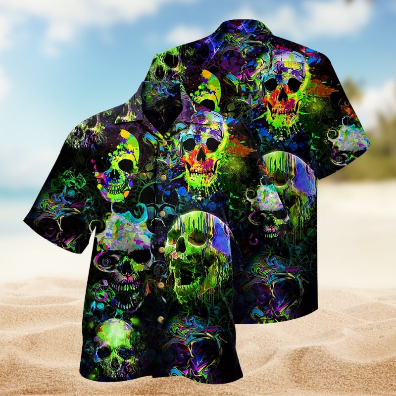 Bold Skull Attitude Hawaiian Shirt For Mythic Art Lovers, Coastal Outings, And Thoughtful Gift Giving