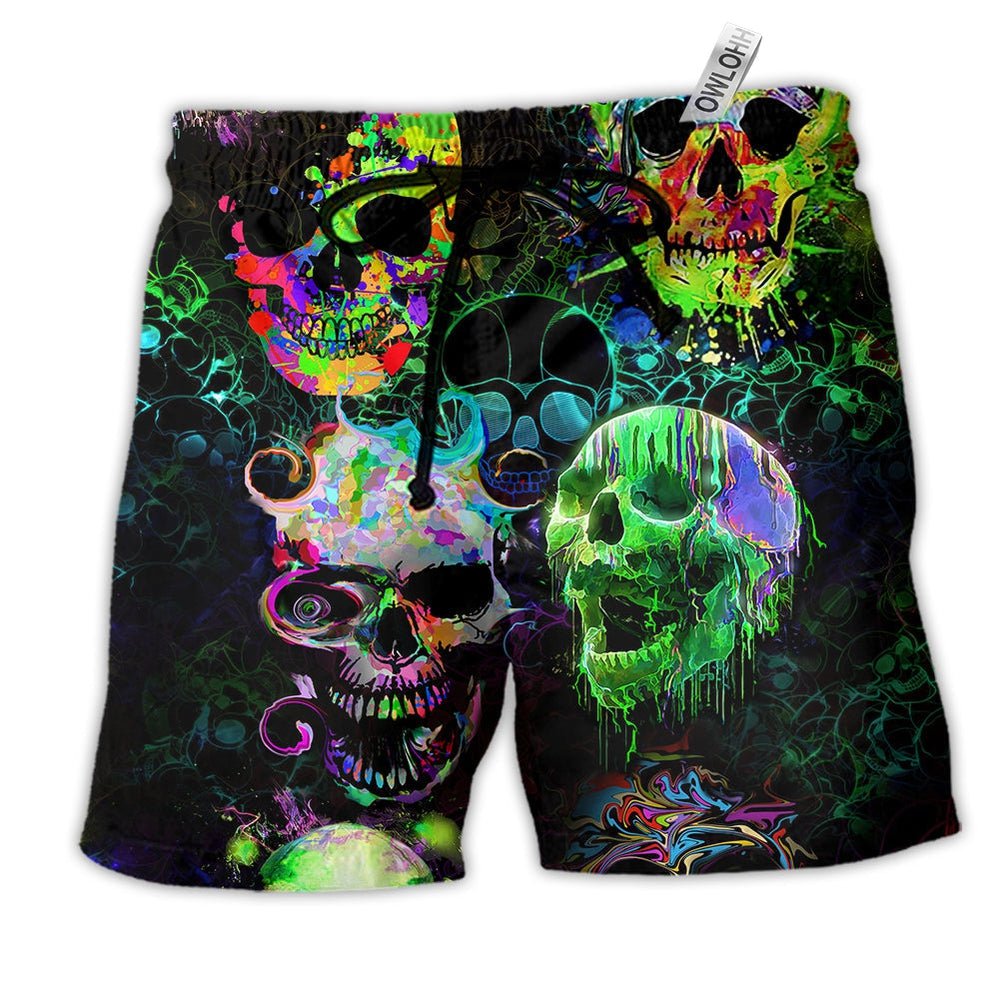 Skull Green Color Splash So Much Colorful Beach Shorts For Distinctive Warm Weather Style