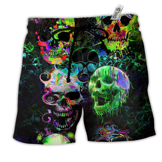 Skull Green Color Splash So Much Colorful Beach Shorts For Distinctive Warm Weather Style
