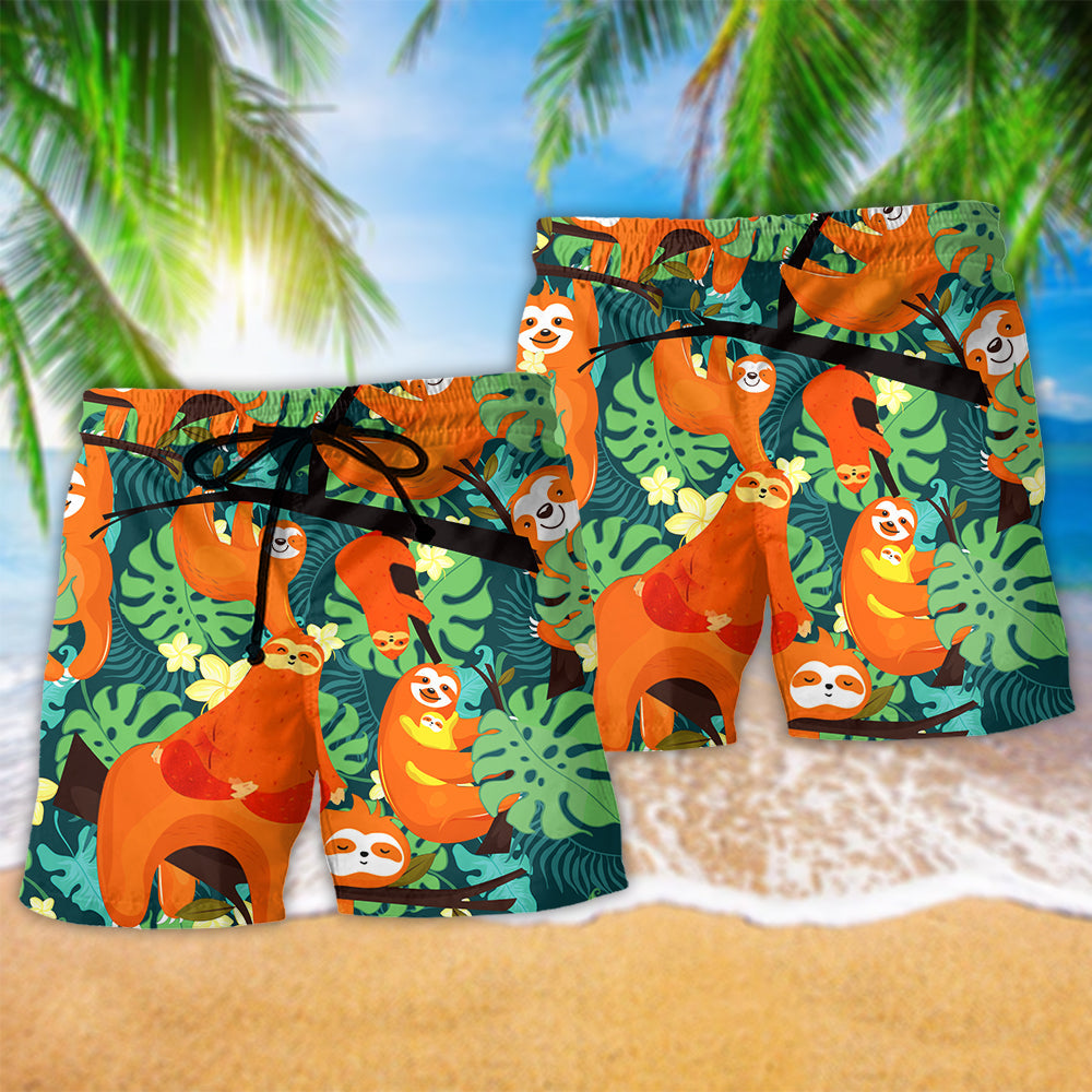 Funny Sloth Don't Worry Don't Hurry Beach Shorts For Outdoor Adventures And Thoughtful Seasonal Gifts