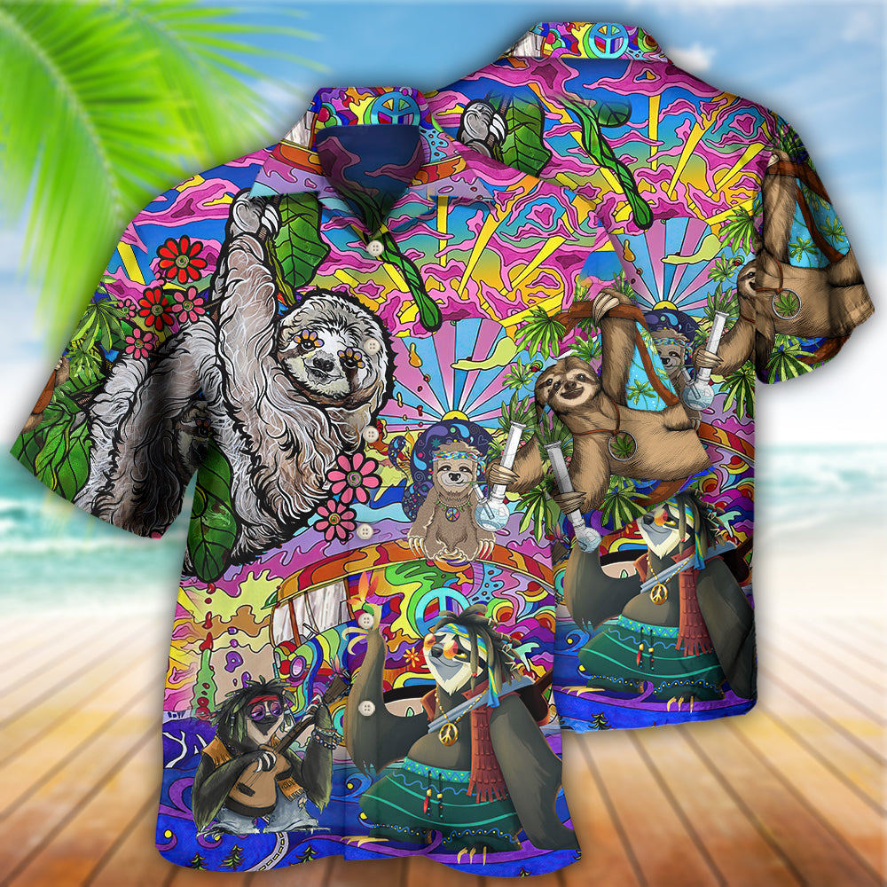 Cute Sloth Animals Hawaiian Shirt Pattern View For Lightweight Everyday Style