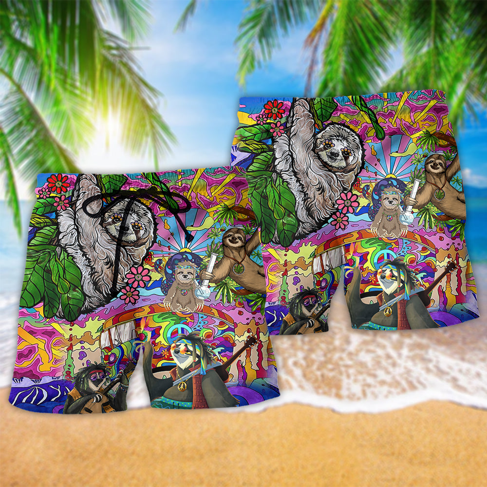 Sloth Love Animals Life Style Hawaiian Print Beach Shorts For Animal Lover Vacation Wear
