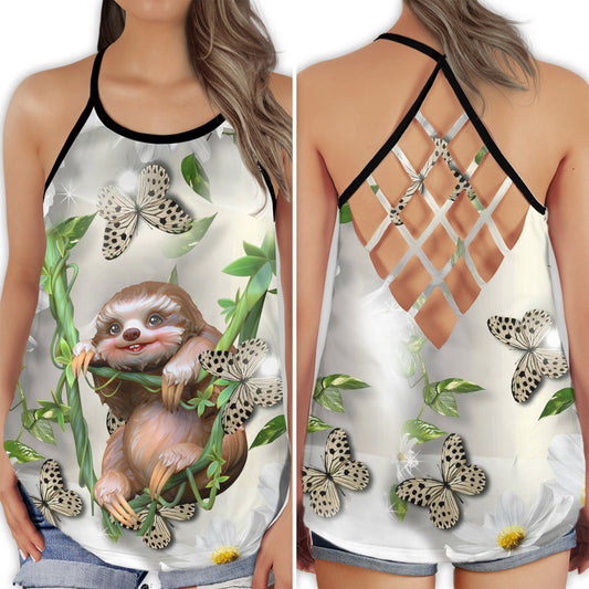 Sloth Look At Me Hollow Tank Top For Yoga Workouts And Casual Wear