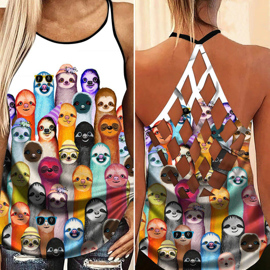 Sloth My Spirit Hollow Tank Top For Fitness Training And Travel