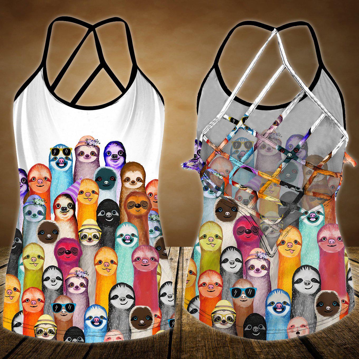 Sloth My Spirit Hollow Tank Top For Fitness Training And Travel