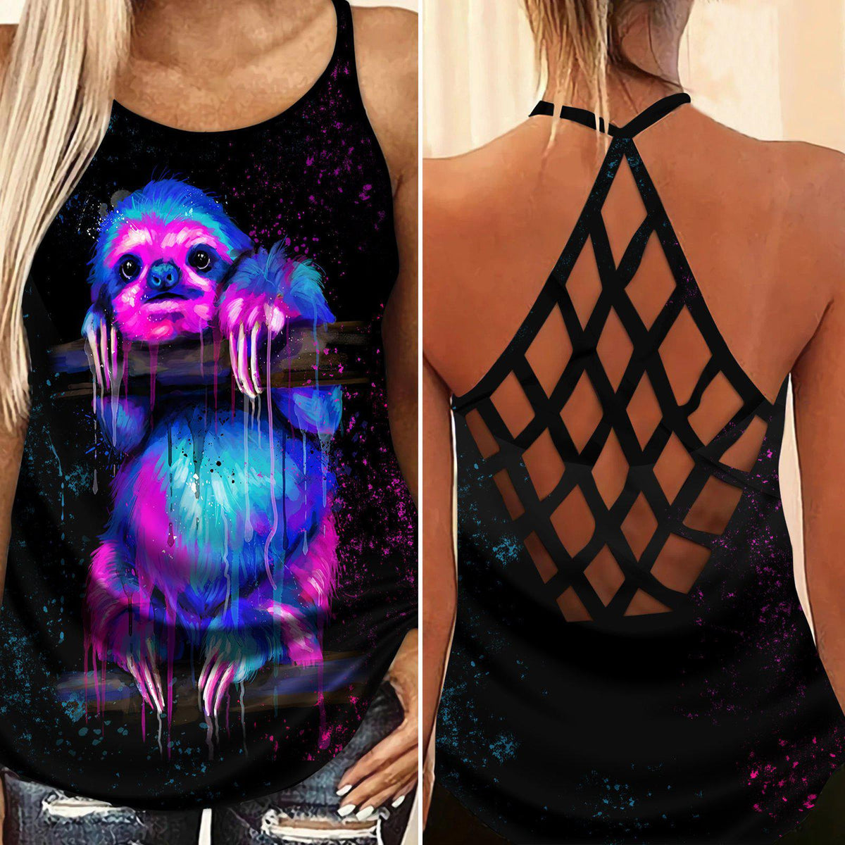 Sloth My Spirit Hollow Tank Top For Meditation Practice And Festivals