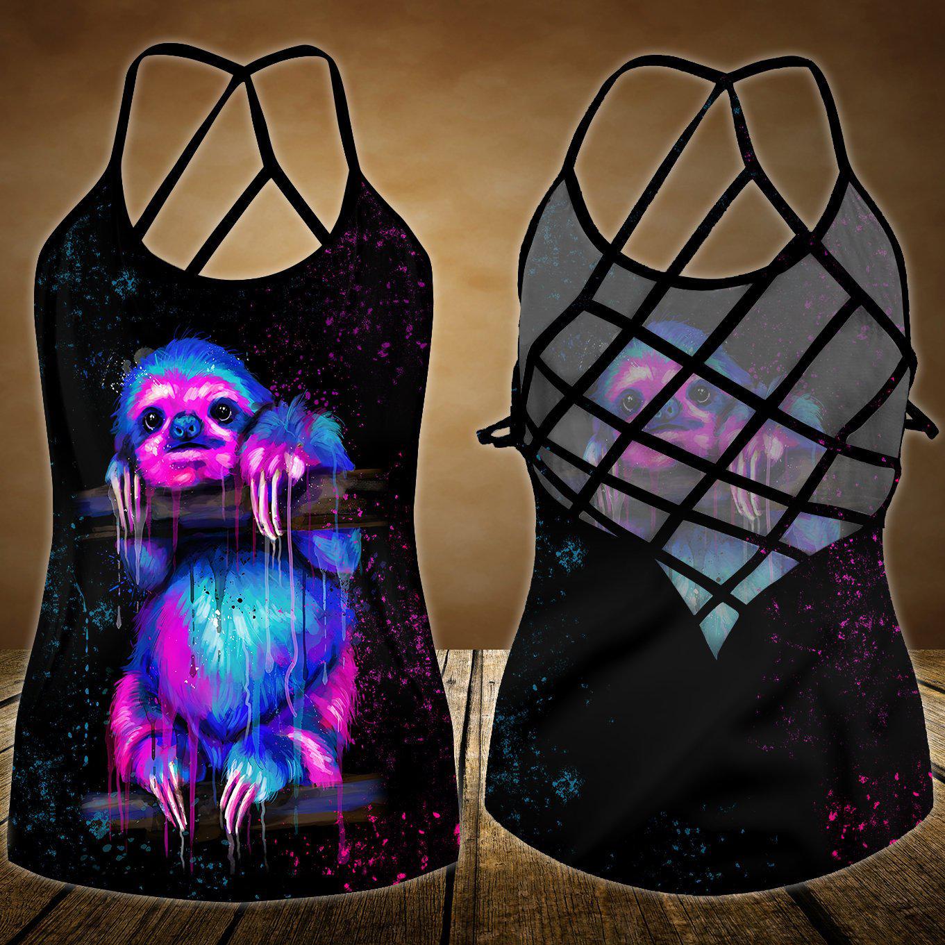 Sloth My Spirit Hollow Tank Top For Meditation Practice And Festivals