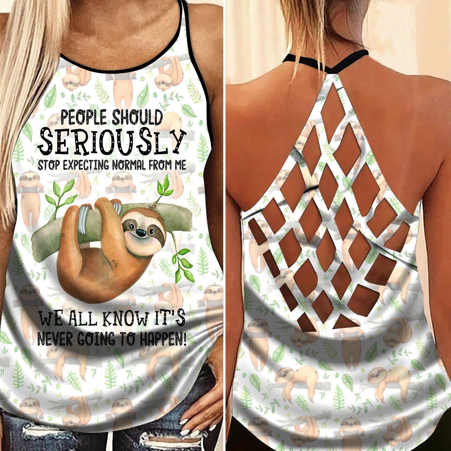 Sloth My Spirit Hollow Tank Top For Fitness Activities And Daily Wear