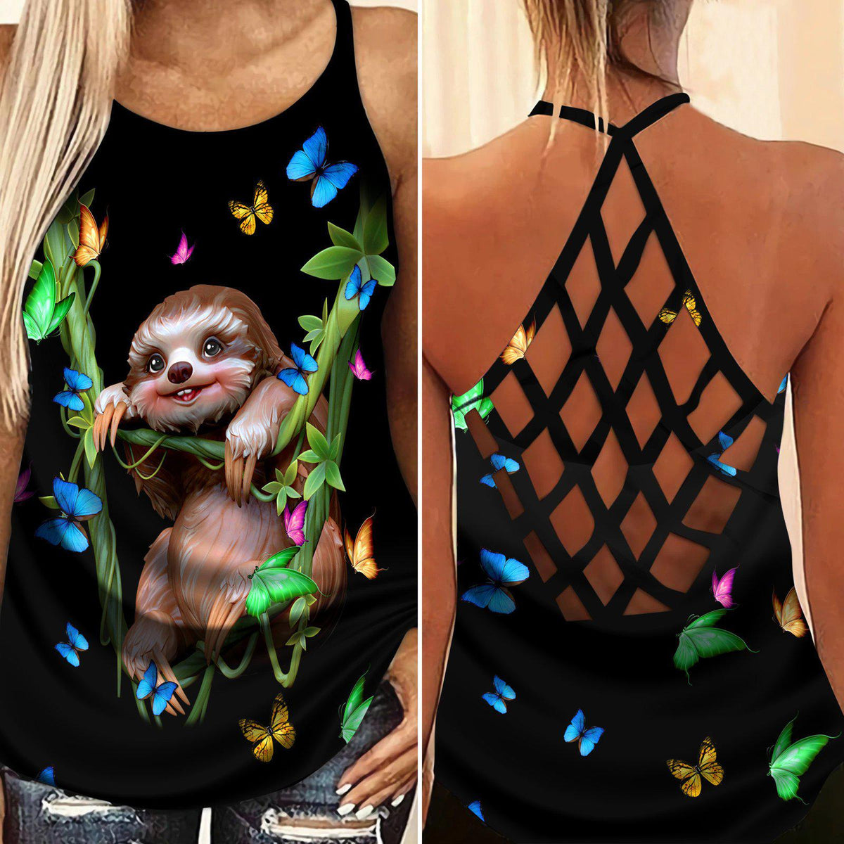 Sloth My Spirit Hollow Tank Top For Workout Classes And Relaxed Style