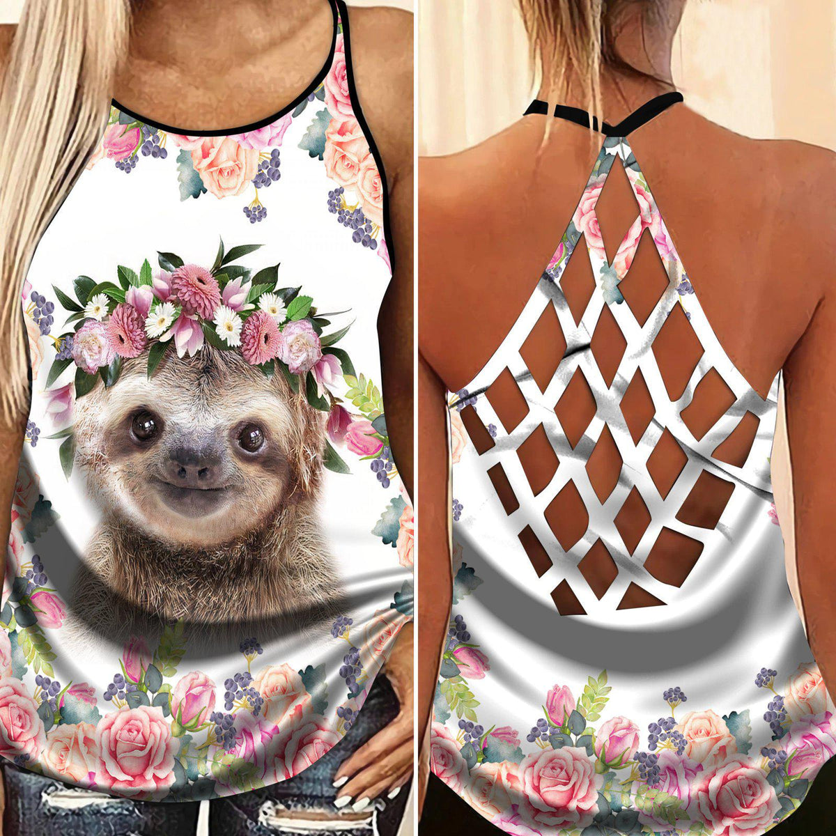 Sloth My Spirit Hollow Tank Top For Active Days And Vacation Wear