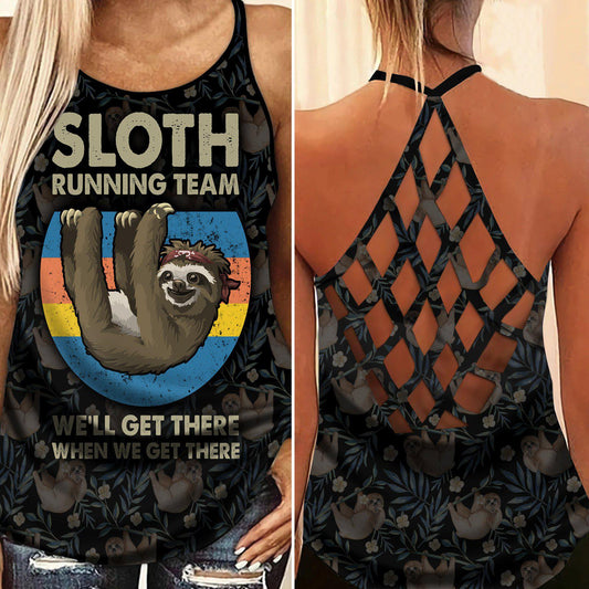 Sloth My Spirit Hollow Tank Top For Studio Practice And Casual Styling