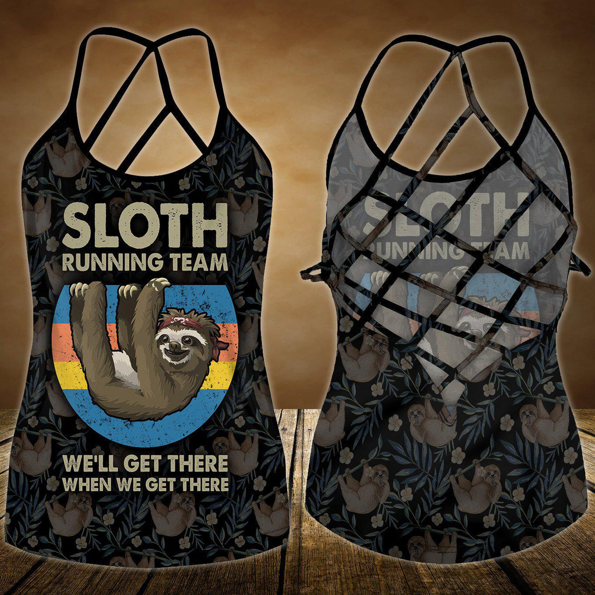 Sloth My Spirit Hollow Tank Top For Studio Practice And Casual Styling