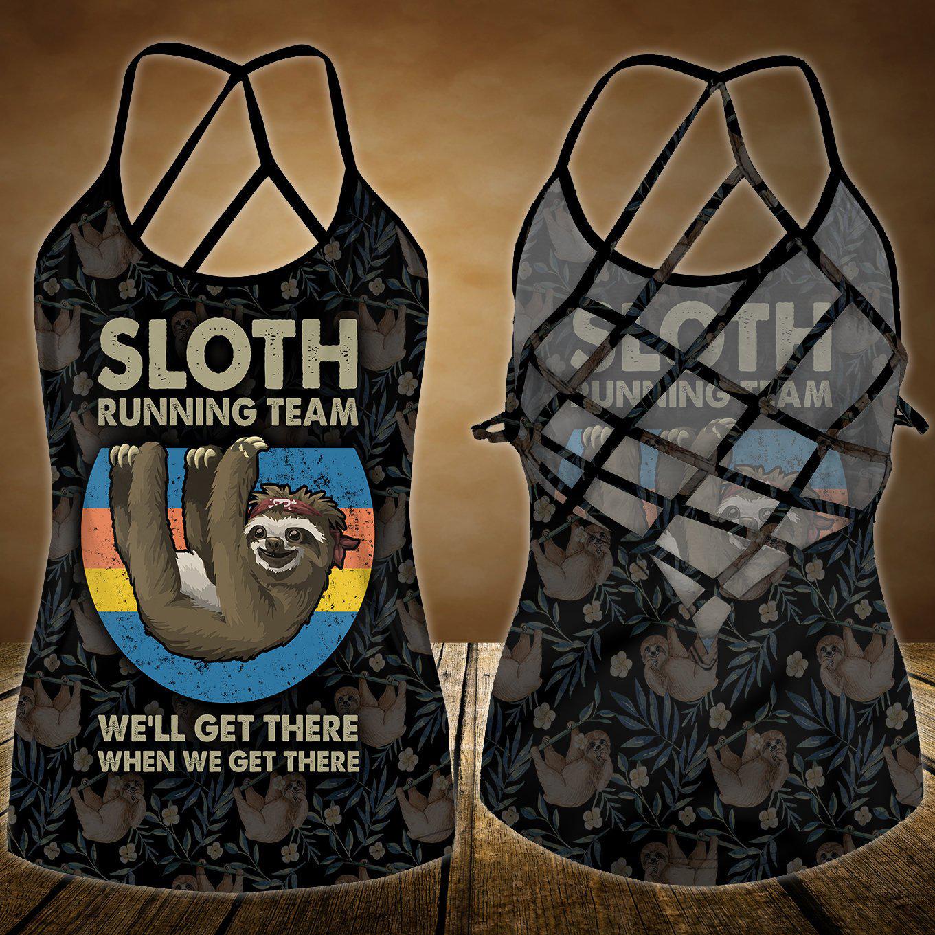Sloth My Spirit Hollow Tank Top For Studio Practice And Casual Styling
