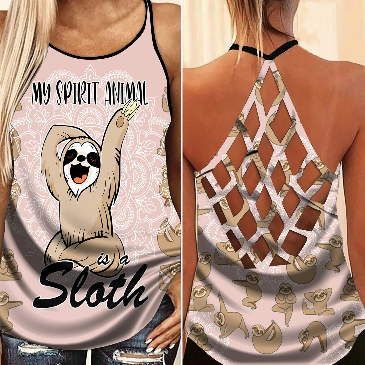 Sloth My Spirit Hollow Tank Top For Yoga Workouts And Festival Wear