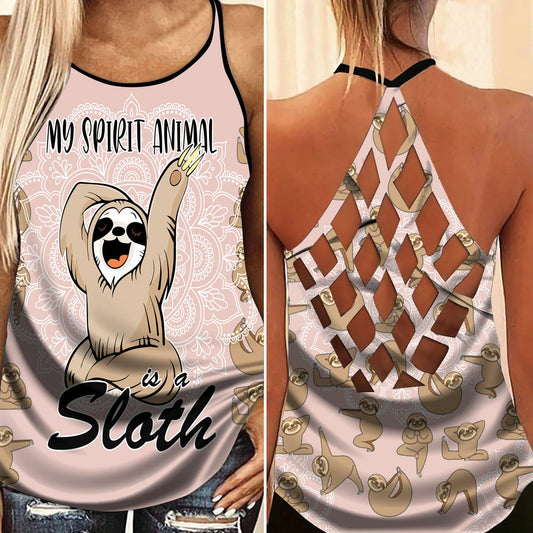 Sloth My Spirit Hollow Tank Top For Yoga Workouts And Festival Wear