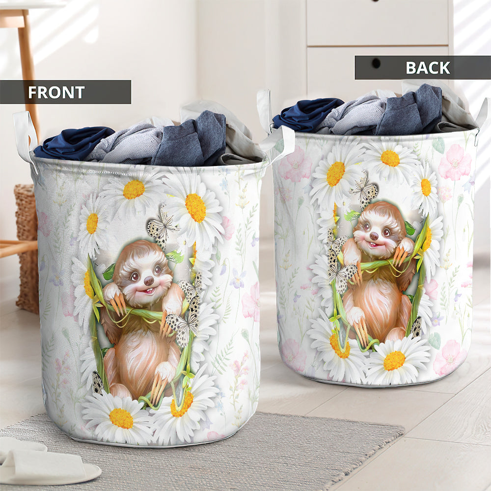Sloth And Daisy Cute Style Laundry Basket For Bathroom Bedroom Storage