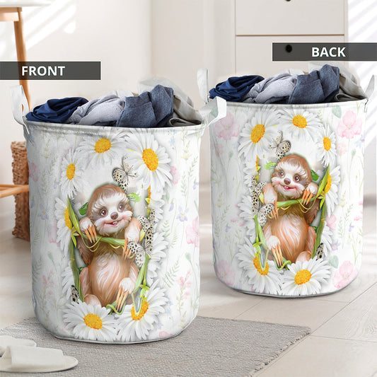 Sloth And Daisy Cute Style Laundry Basket For Bathroom Bedroom Storage