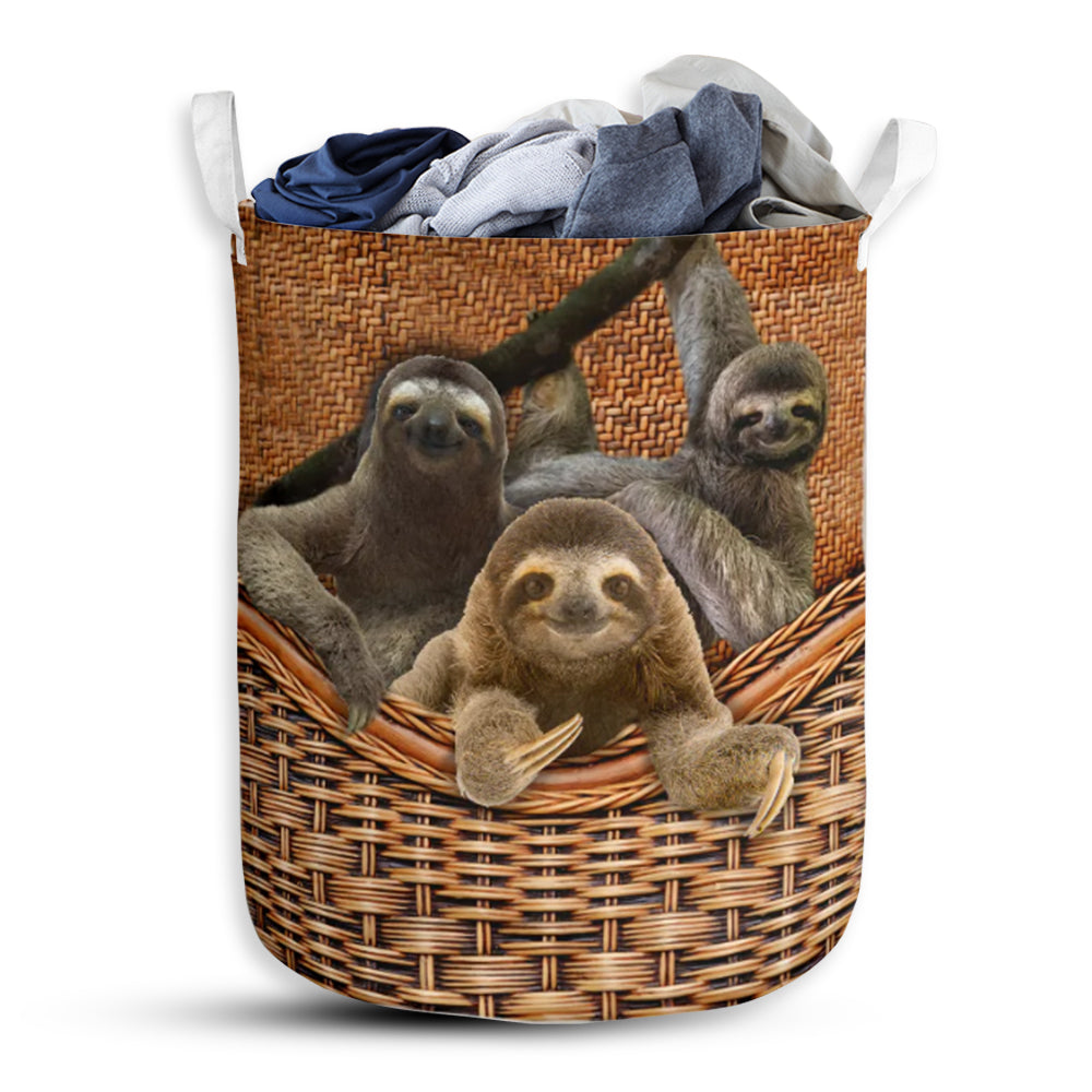 Sloths Rattan Texture Style Laundry Basket For Bathroom Bedroom Storage