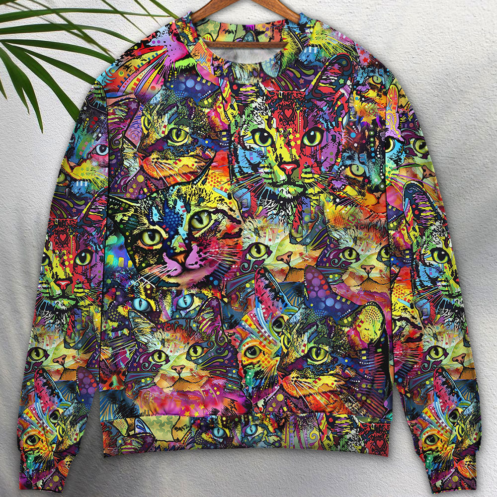 Smiling Colorful Cat Sweater For Animal Inspired Style Events And Comfortable Daily Wear