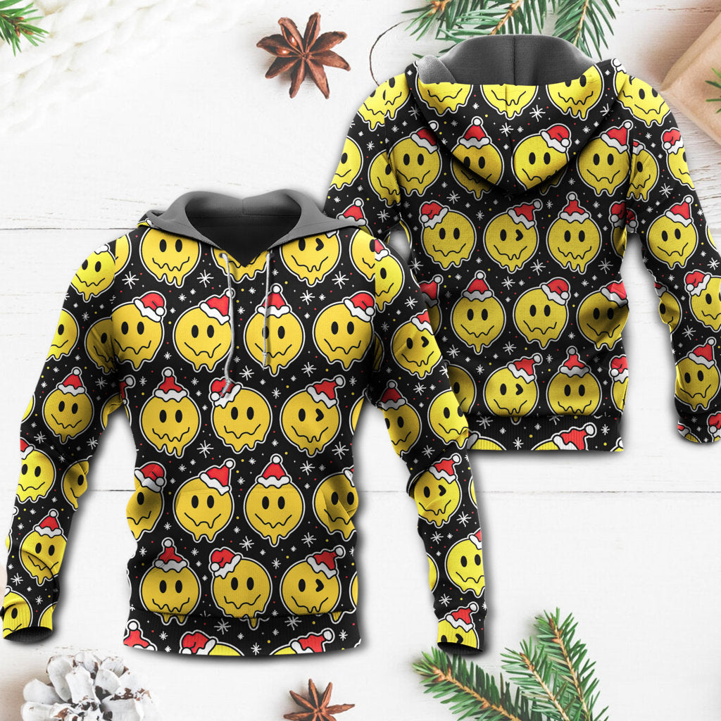 Smiling Face Santa Hat Hoodie For Holiday Parties Weekend Outings And Cheerful Gift Giving