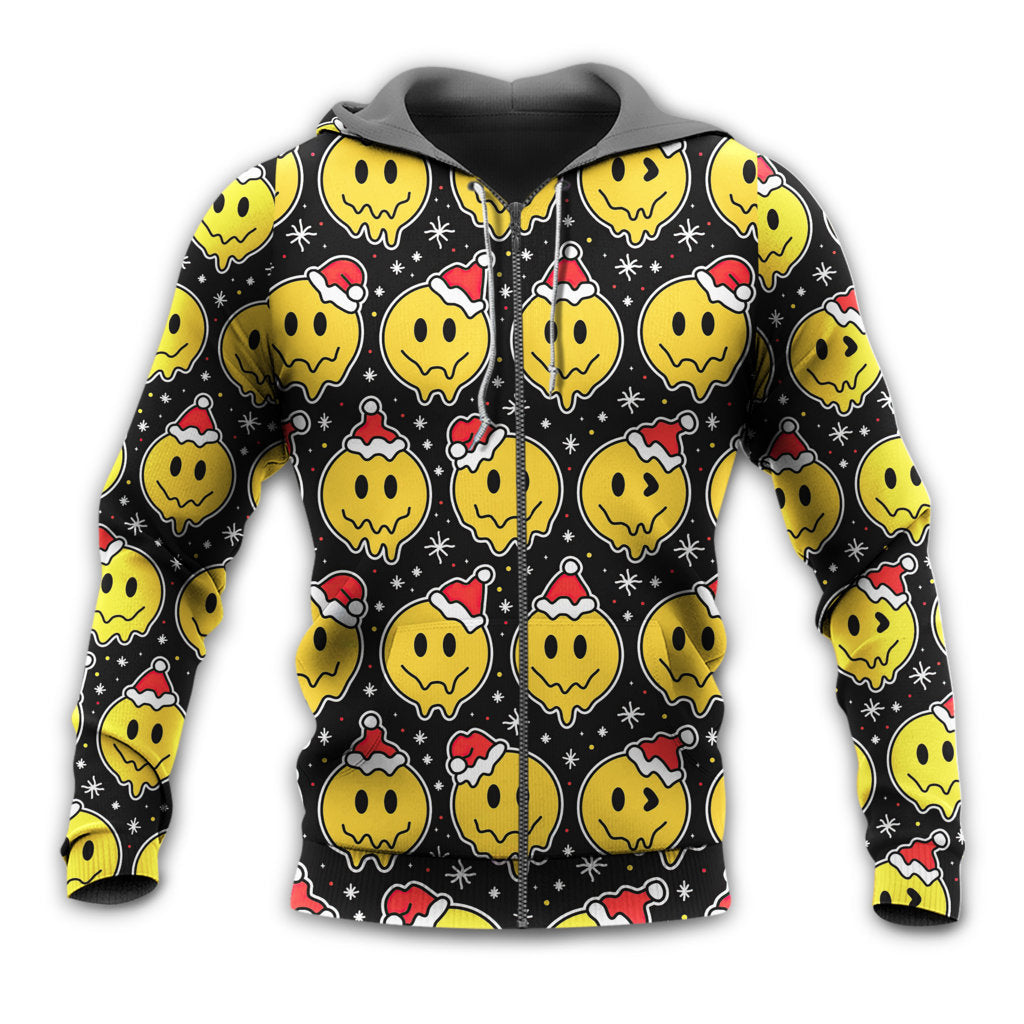 Smiling Face Santa Hat Hoodie For Holiday Parties Weekend Outings And Cheerful Gift Giving