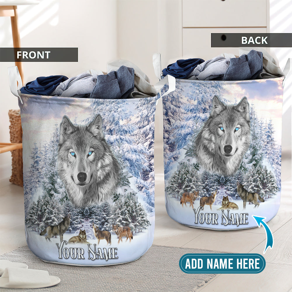 Snow Wolf Cold Forest Laundry Basket For Bathroom Bedroom Storage
