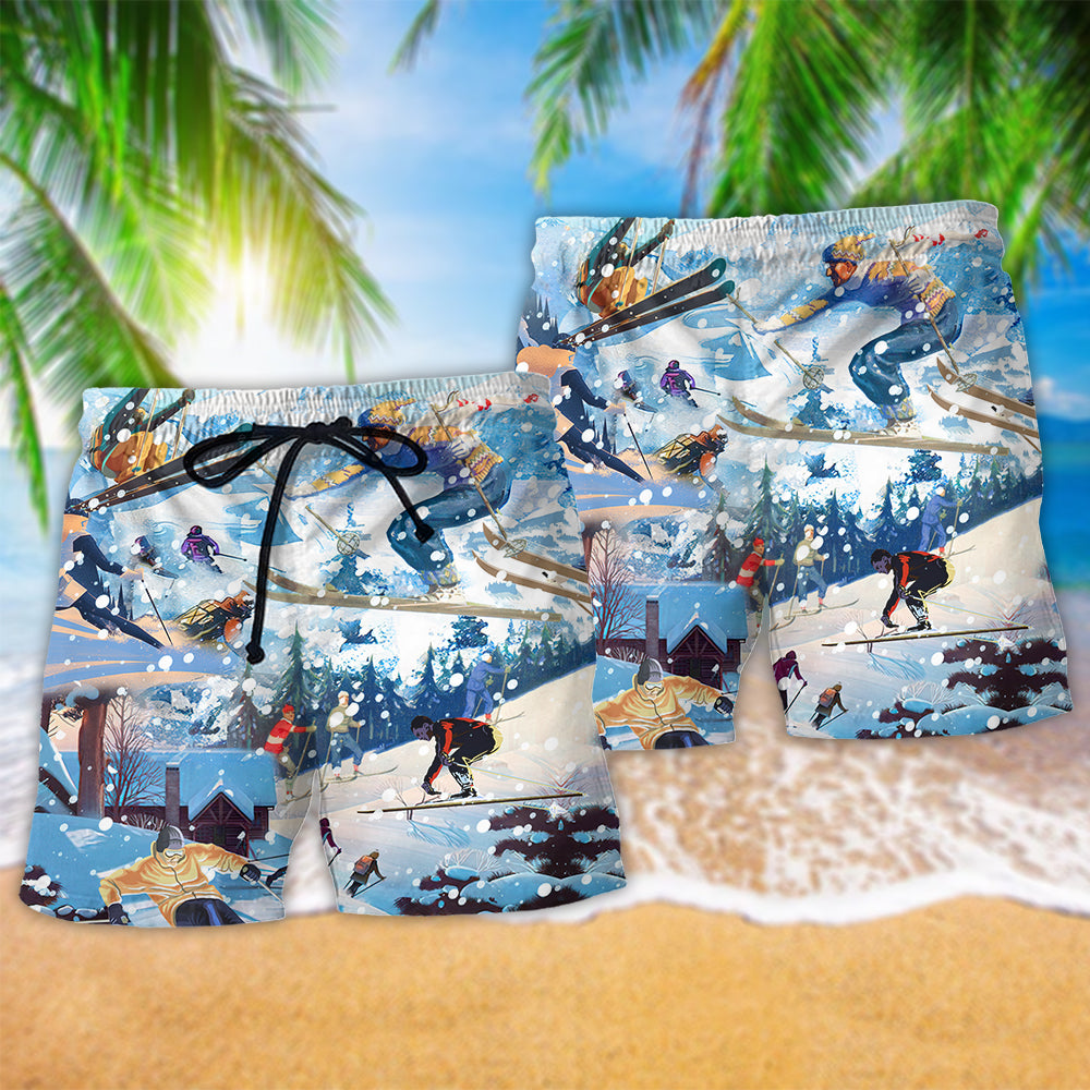 Snowboarding Cold Weather Mountain Beach Shorts For Beach Trips And Relaxed Vacation Styling