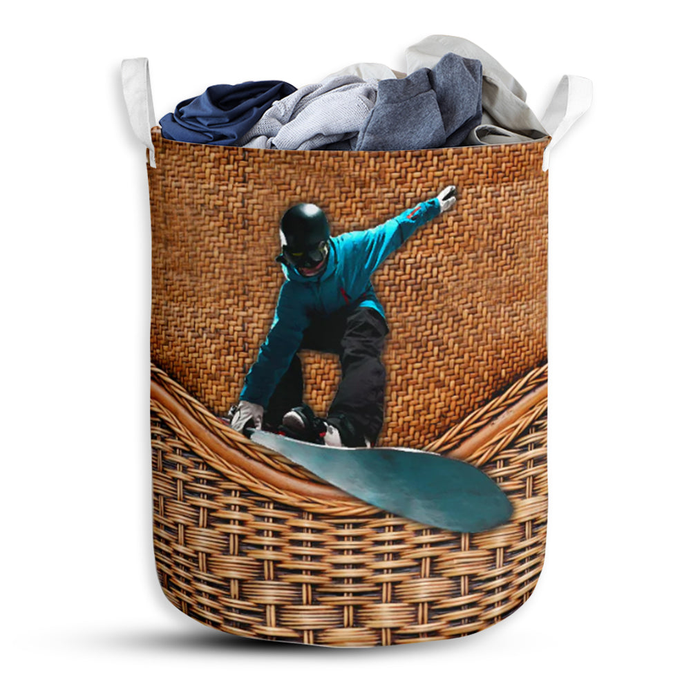 Snowboarding Rattan Texture Style Laundry Basket For Bathroom Bedroom Storage