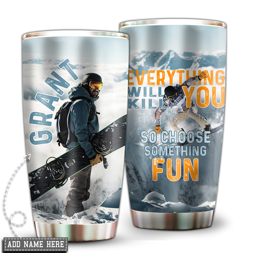 Snowboarding Adventure Personalized 20 Oz Tumbler For Coffee Travel And Daily Drinks