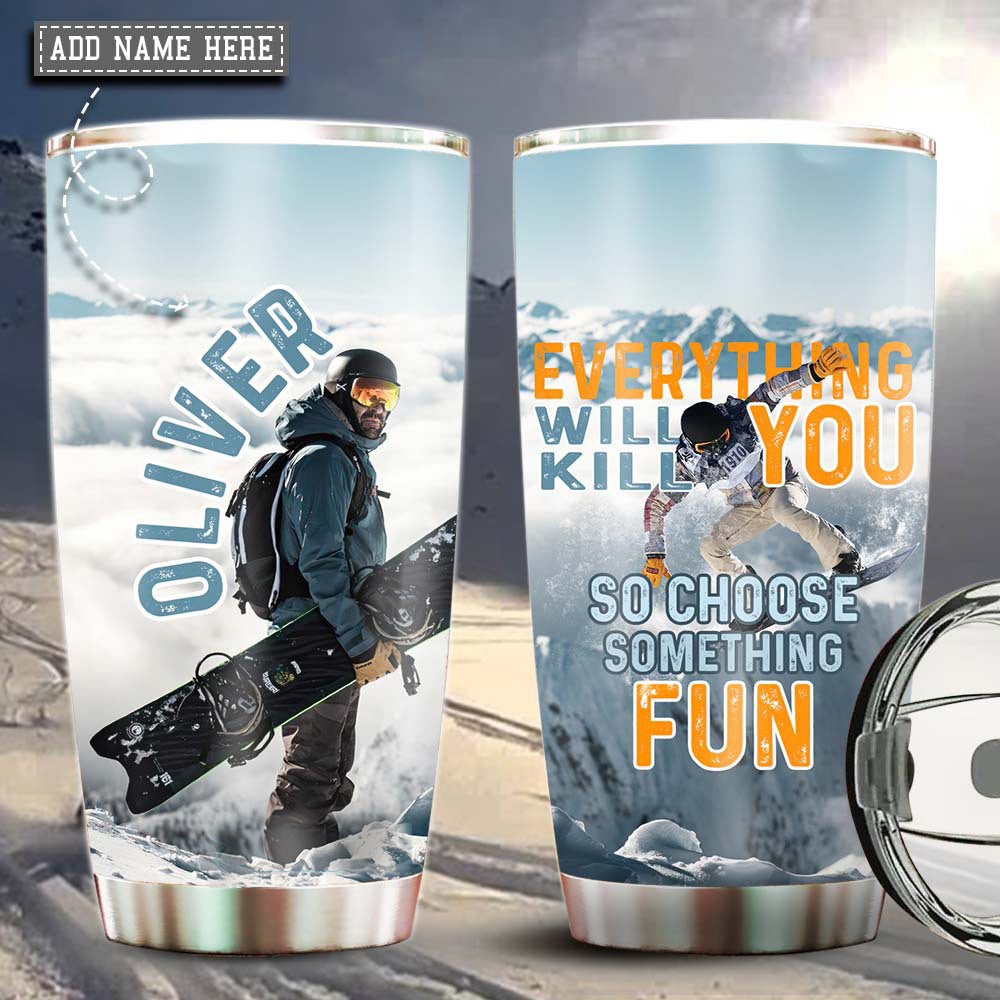 Snowboarding Adventure Personalized 20 Oz Tumbler For Coffee Travel And Daily Drinks