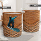 Snowboarding Rattan Texture Style Laundry Basket For Room Home Organizer