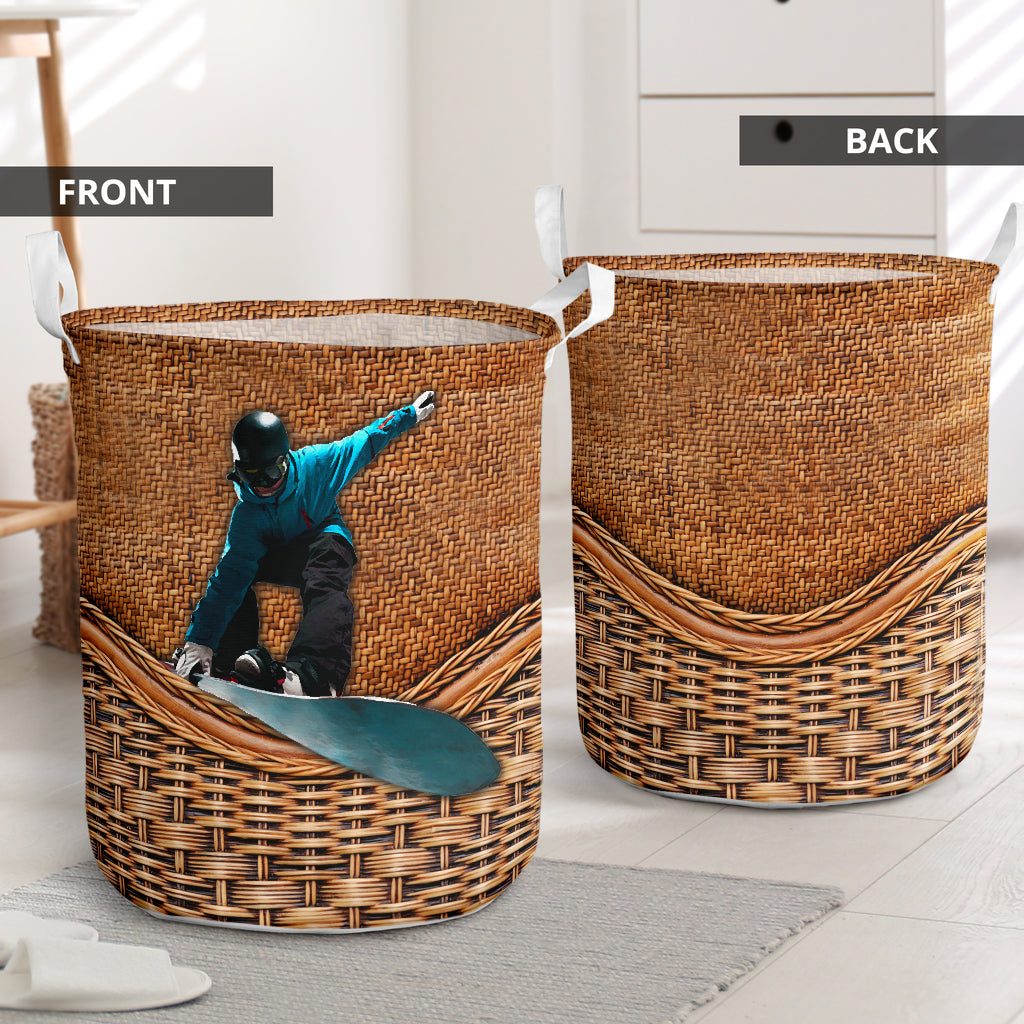 Snowboarding Rattan Texture Style Laundry Basket For Room Home Organizer