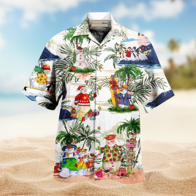 Snowman Amazing Style Hawaii Hawaiian Shirt For Summer Vacation Beach Travel And Relaxed Casual Wear