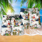 Summer Snowman Hawaii Beach Shorts Pattern Detail For Warm Weather Comfort And Distinctive Seasonal Style