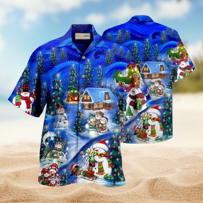 Snowman Winter Snowman Friends Hawaiian Shirt For Summer Vacation Beach Travel And Relaxed Casual Wear