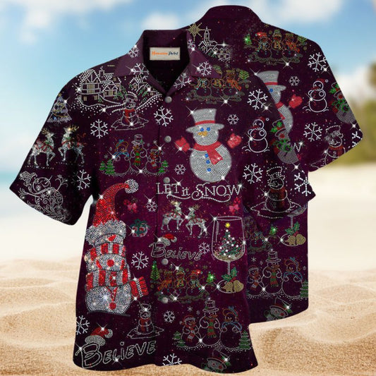 Sparkling Snowman Hawaiian Shirt For Vacation Adventures Beach Events And Relaxed Warm Weather Style