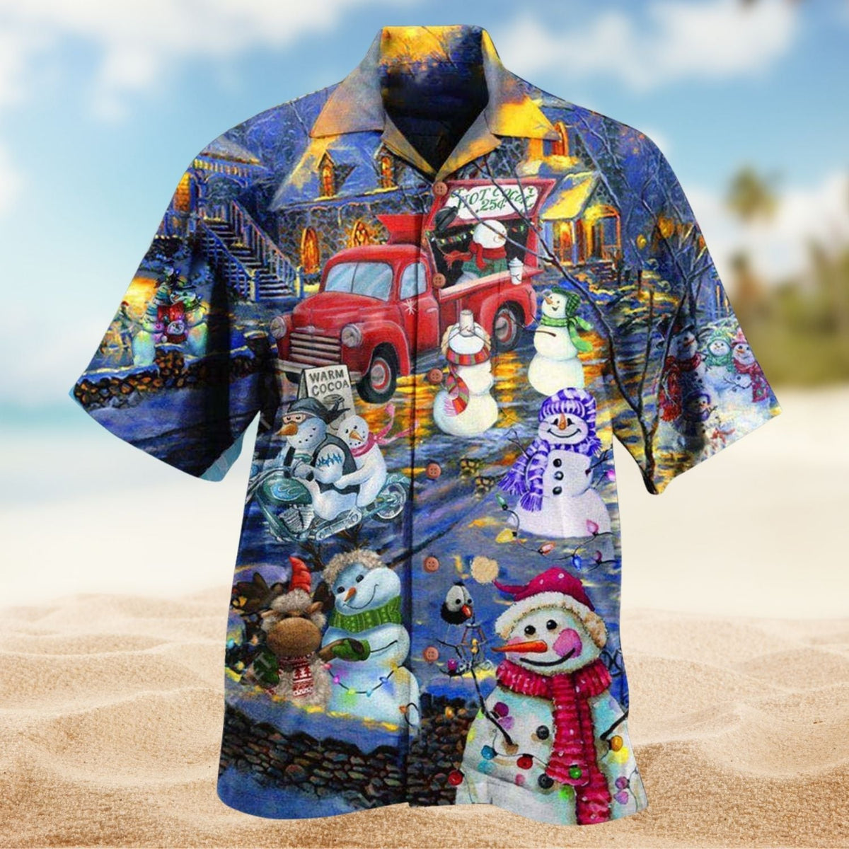 Snowman Love Will Never Melt Hawaiian Shirt For Summer Vacation Beach Travel And Relaxed Casual Wear