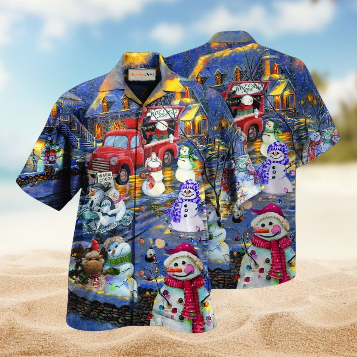 Snowman Love Will Never Melt Hawaiian Shirt For Summer Vacation Beach Travel And Relaxed Casual Wear