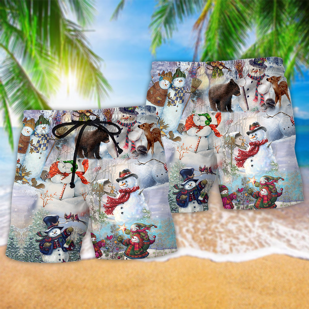 Winter Snowman World Of Snow Beach Shorts For Tropical Getaways And Weekend Adventures
