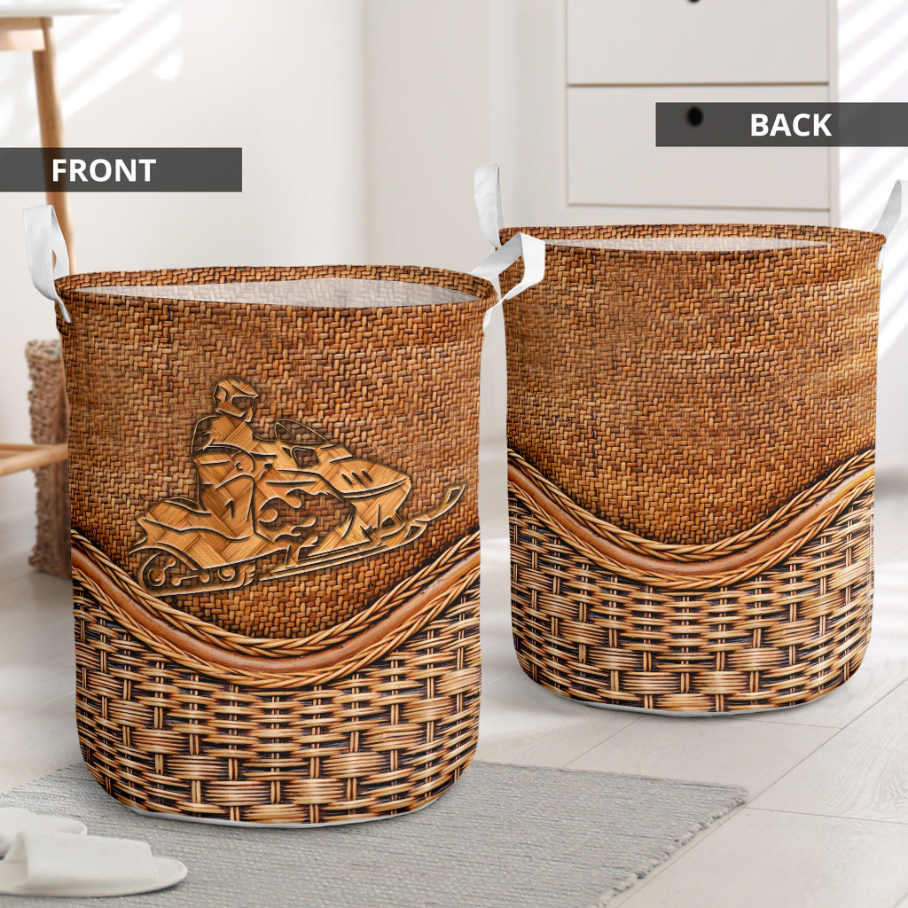 Snowmobile Rattan Texture Style Laundry Basket For Room Home Organizer