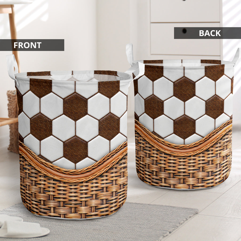 Soccer Rattan Texture Style Laundry Basket For Bathroom Bedroom Storage