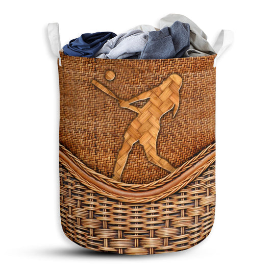 Softball Left Rattan Texture Laundry Basket For Bathroom Bedroom Storage