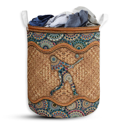 Softball Rattan Mandala Class Laundry Basket For Bathroom Bedroom Storage