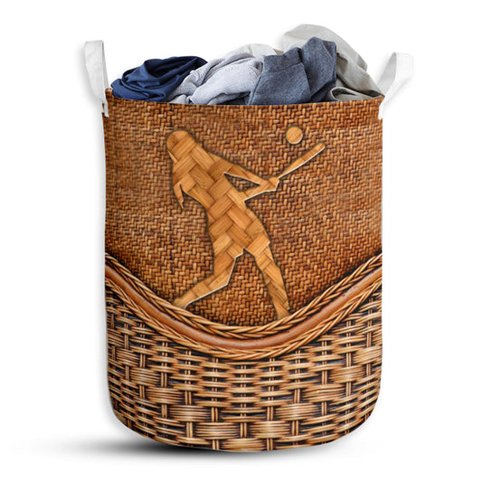 Softball Rattan Texture Classic Laundry Basket For Bathroom Bedroom Storage
