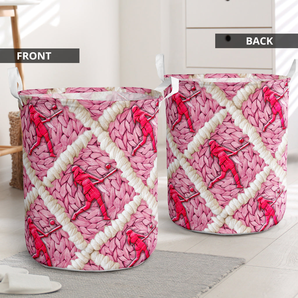 Softball Ceramic Pink Style Laundry Basket For Room Home Organizer