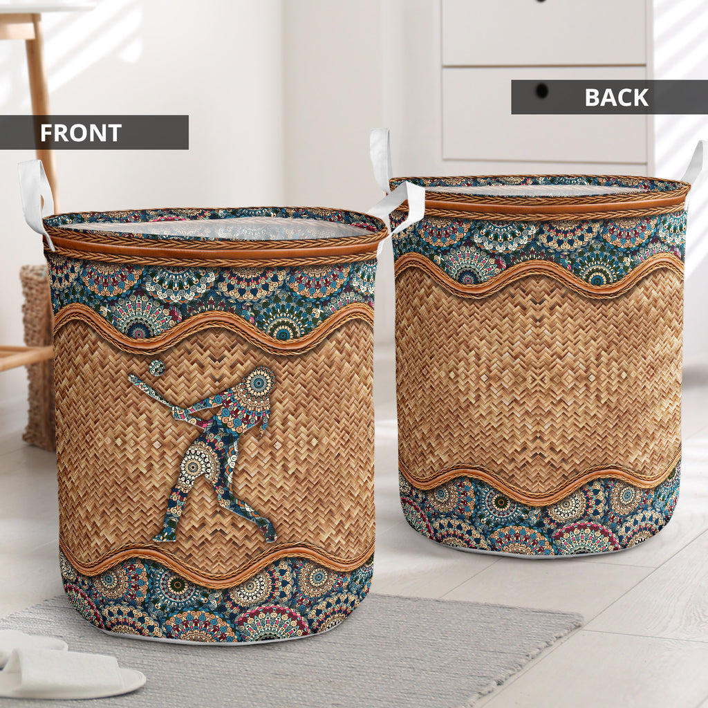 Softball Rattan Mandala Simple Laundry Basket For Room Home Organizer