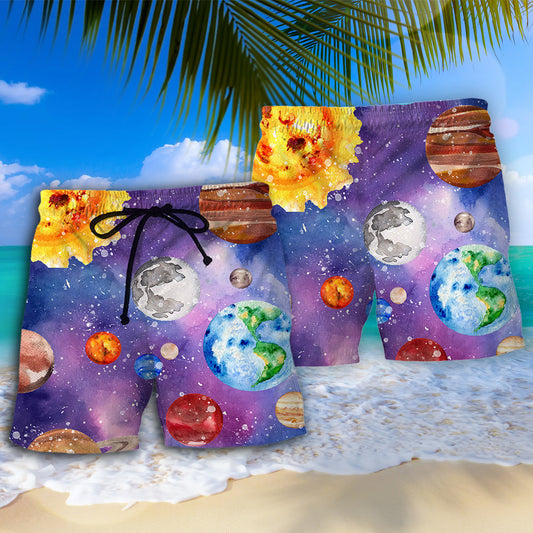 Solar System Planet Color Beach Shorts Design View For Comfortable Resort And Beach Styling
