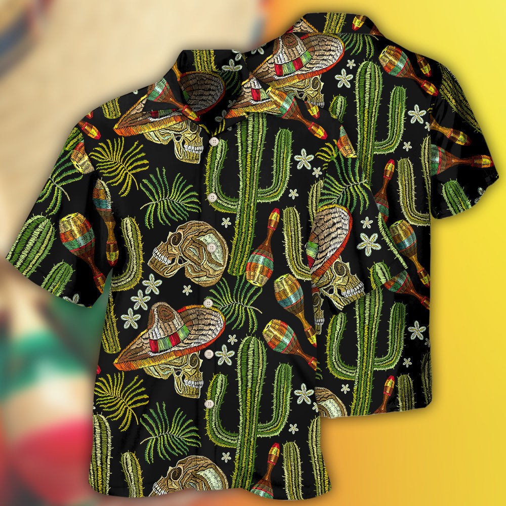 Dark Creative Mexican Skull Hawaiian Shirt For Island Vacations, Casual Events, And Distinctive Seasonal Style