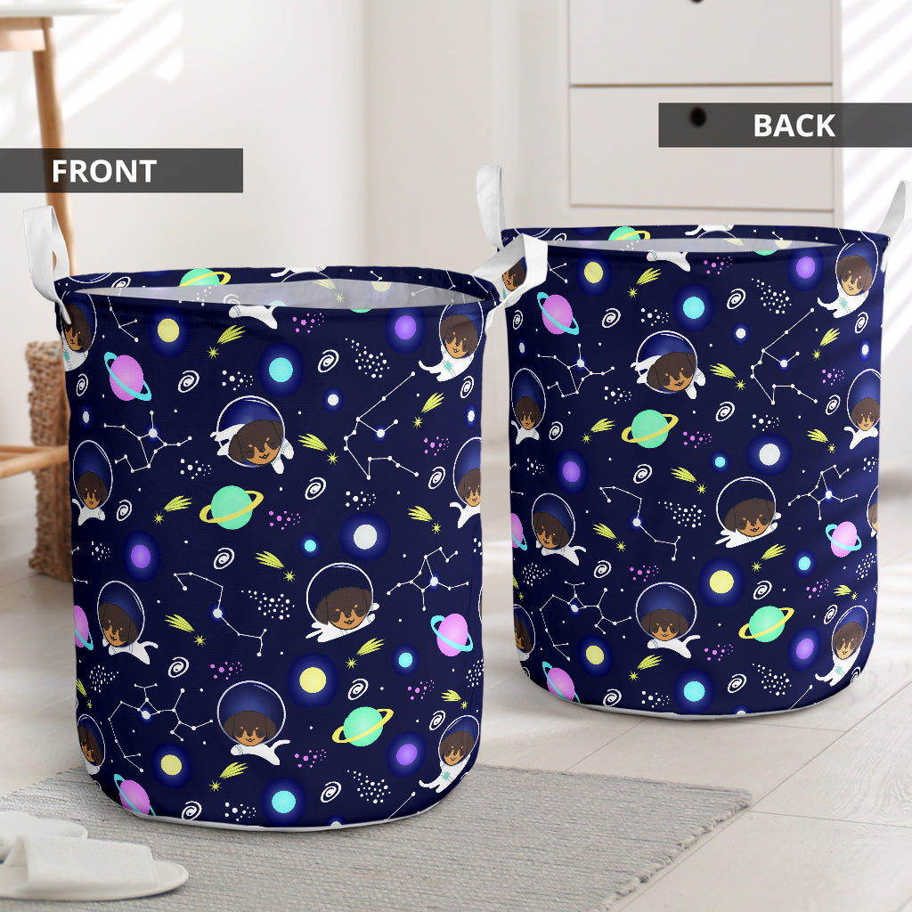 Dachshund Dog On Space Laundry Basket For Room Home Organizer