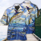 Blue Fishing Ocean Sky Freedom Hawaiian Shirt For Vacation Days And Relaxed Coastal Outings